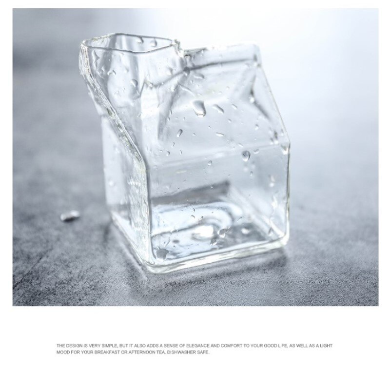 Creatieve Japanse Vierkante Melk Cup Hittebestendig Glas Melk Doos Verse Melk Doos Thuis Ontbijt Cup