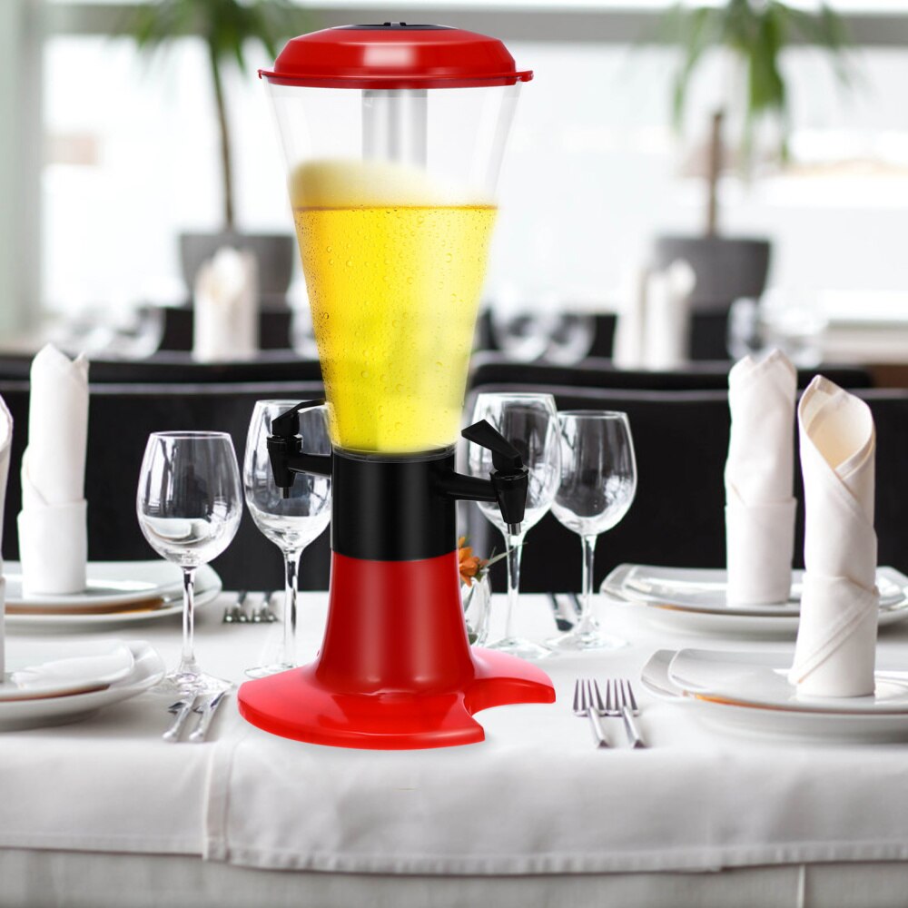 1pc Dual Beer Tower Dispenser Beverage Drink Dispenser with Lamp