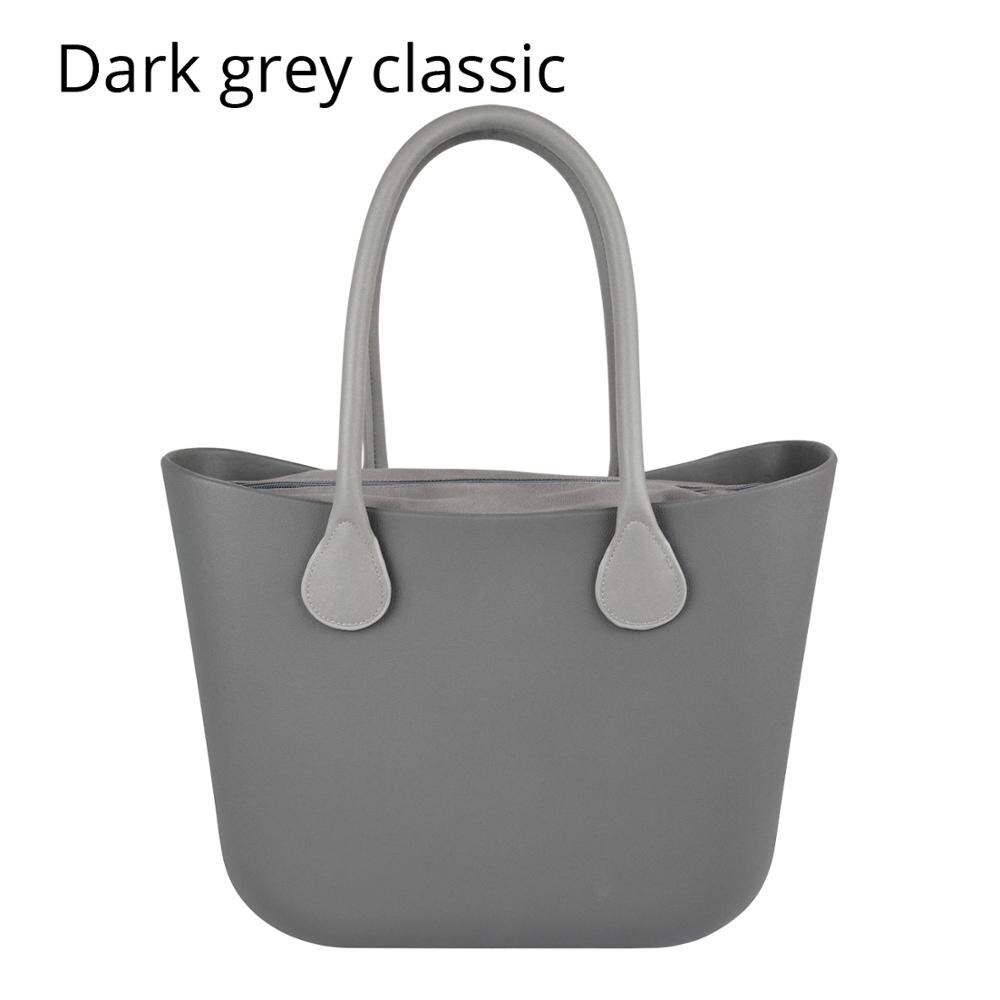 Obag Style Classic EVA Bag with Insert Inner Pocket Handles Colorful EVA Silicon Rubber Waterproof Women Handbag: dark grey