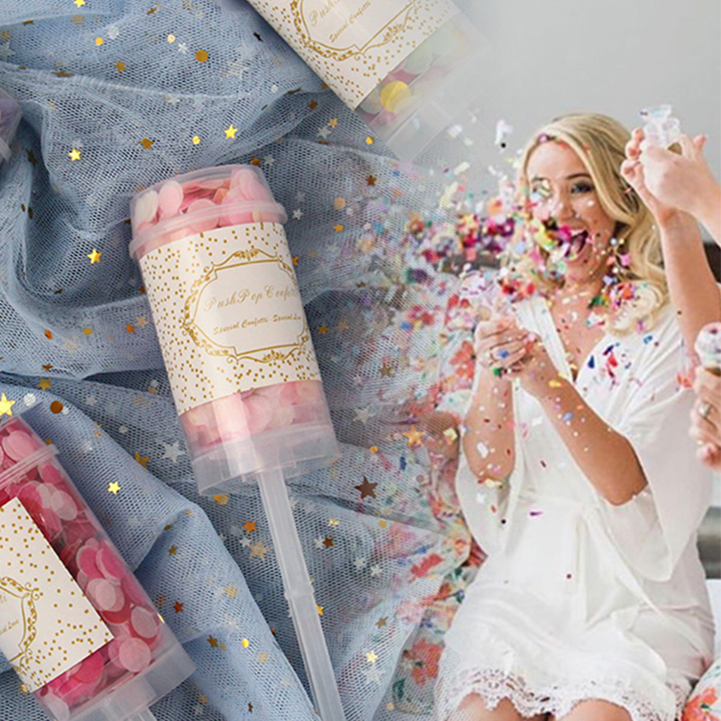 1Pcs Confetti Push Poppers Wedding Bridal Shower Mixed Push Pop Paper Confetti Baby Shower Unicorn Birthday Party Decorations