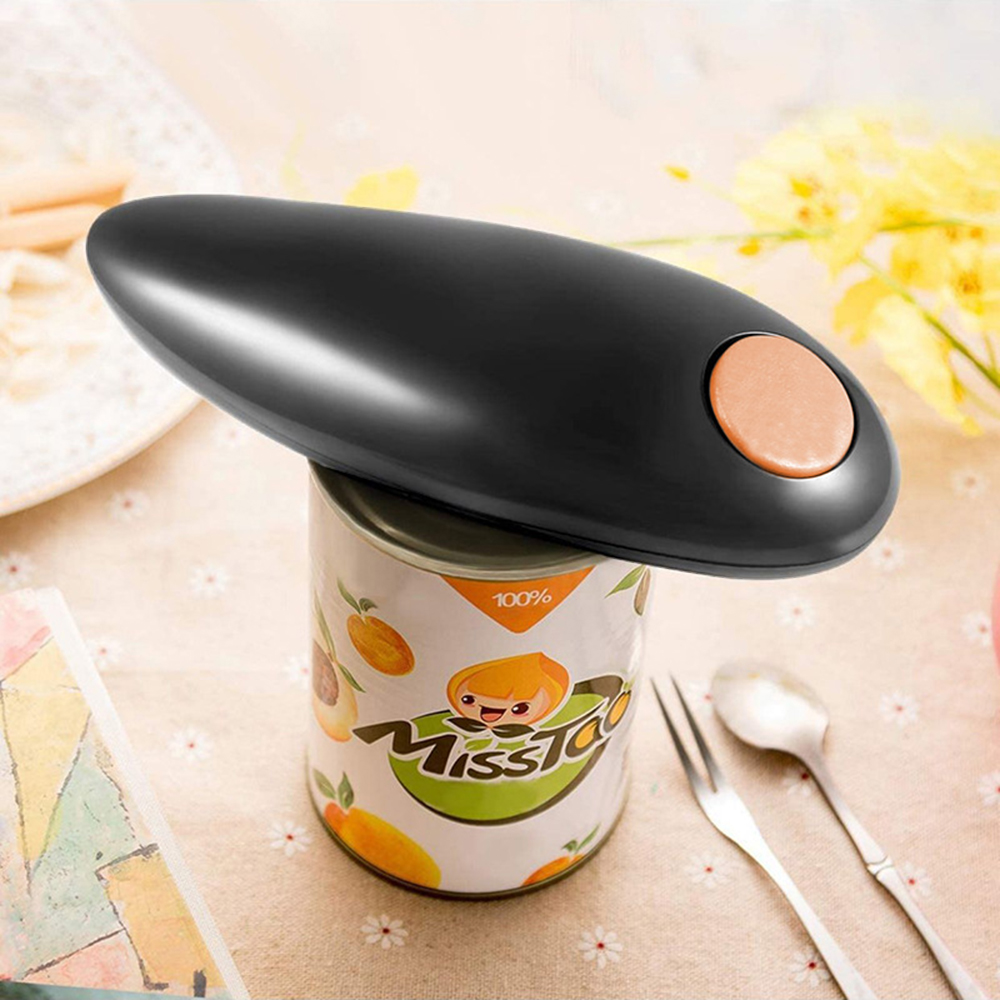 Upgrade Electric Can Opener Automatic Bottle Opener Cordless One Tin Touch No Sharp Edges Handheld Jar Openers Kitchen Tools: Ordinary Black