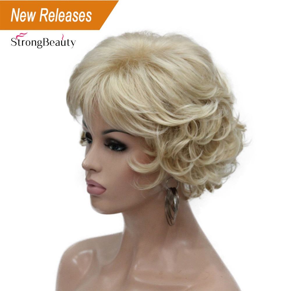 StrongBeauty Synthetische Pruik Kort Krullend Haar Blond/Auburn Pruiken vrouwen