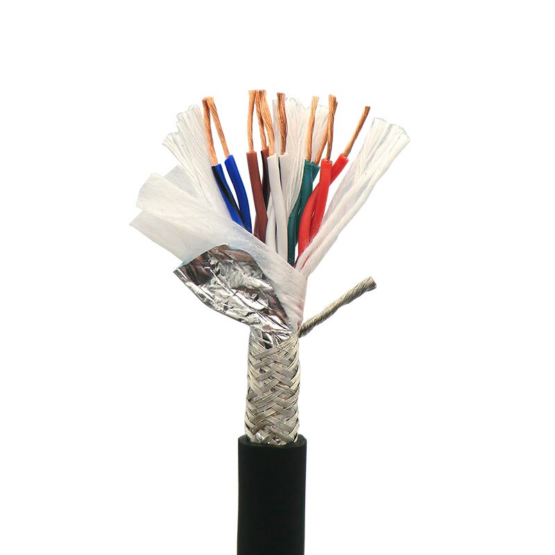 Twisted Pair Shielded Towline Wire 10 core 0.2, 0.3mm² with Ultra High Flexibility TRVVSP Drag Chain Cable 1m 24,22AWG