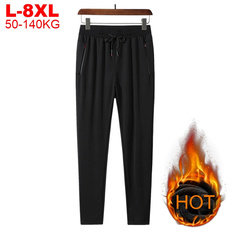 Big Size 6xl 7xl 8xl Men Sweatpants Joggers Solid Fleece Winter Warm Track Pants Male Thick Jogging Trousers Hip Hop Streetwear