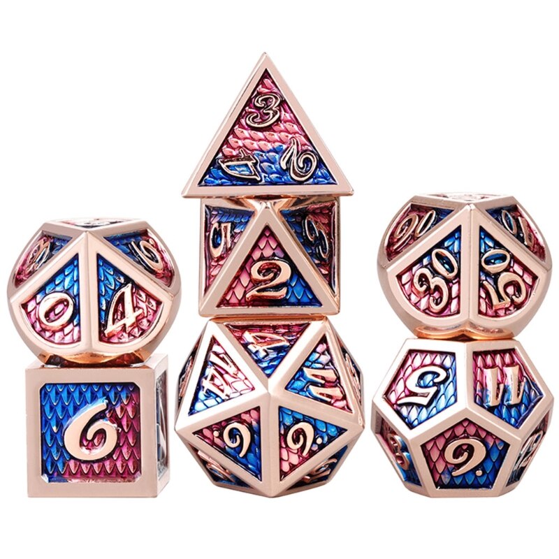 7pcs/set Metal Dice Set RPG MTG DND Metal Polyhedral Dice Role Playing Games: J