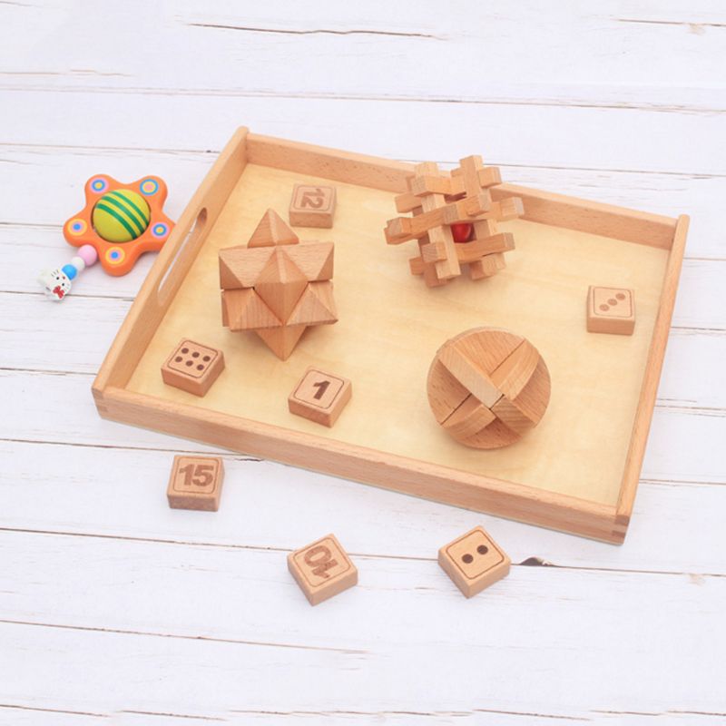 Kids Wooden Tray Toy Organizer Early Teaching Aid Good Habit Training Baby 72XC