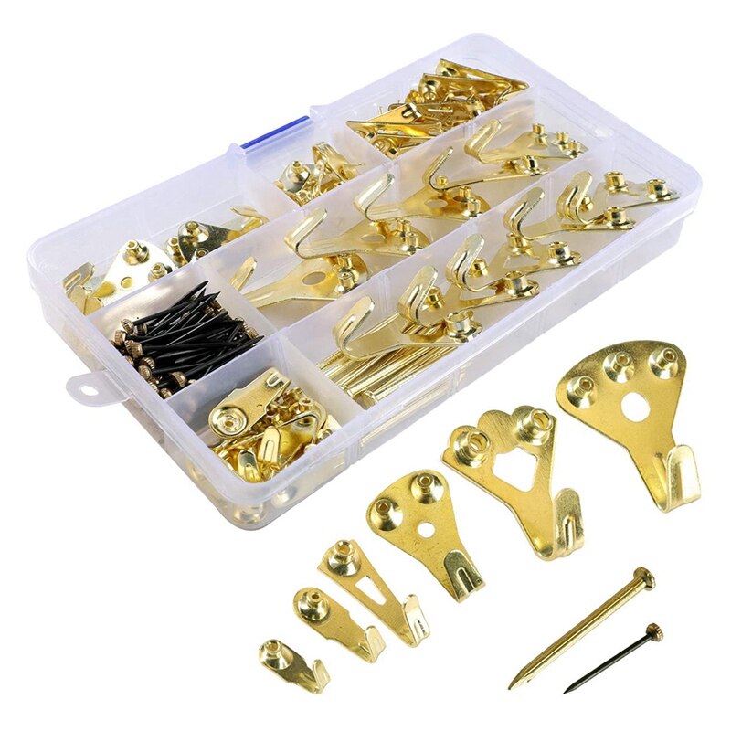 Picture Hangers,140 Pieces Photo Frame Hanging Kit,Picture Hanging Kit with Nails for Wall Mounting, Supports 10-100 Lbs