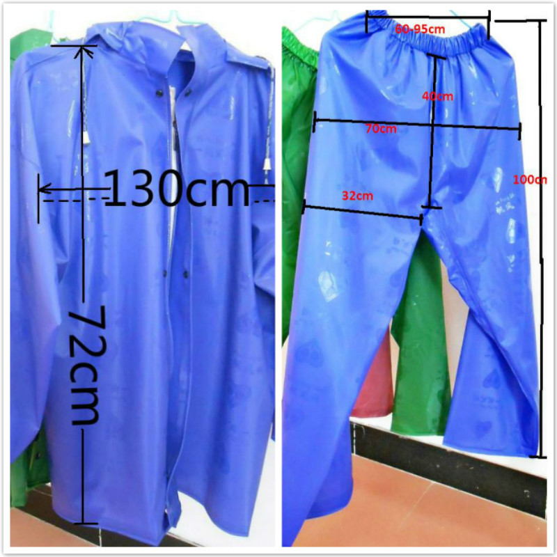 Impermeable Rubber Raincoat Adult Plastic Rain Pants Gear Waterproof Trousers Fishing Outdoor Garden Supplies: blue jacket pants
