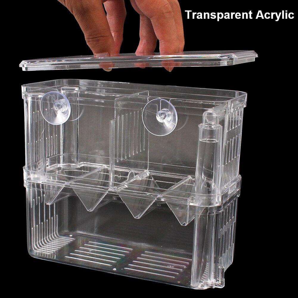 Double-Deck Transparent Aquarium Hatchery Breeder Isolation Box Incubator Holder Acrylic Fish Tank Breeding Aquarium Hatching