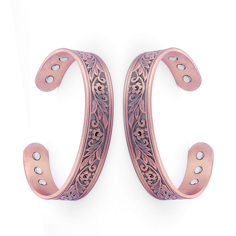 Trend Magnetische Rood Koper Anti Vermoeidheid Armband Pruimenbloesem Breed Gezicht Koperen Armband