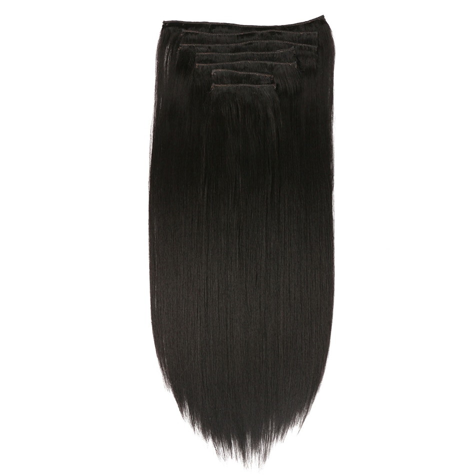 Synthetic Silky Straight Clip In Hair Extension with 20Clips 24Inch 140g Natural Color Hairpieces For Women By Icon: #2