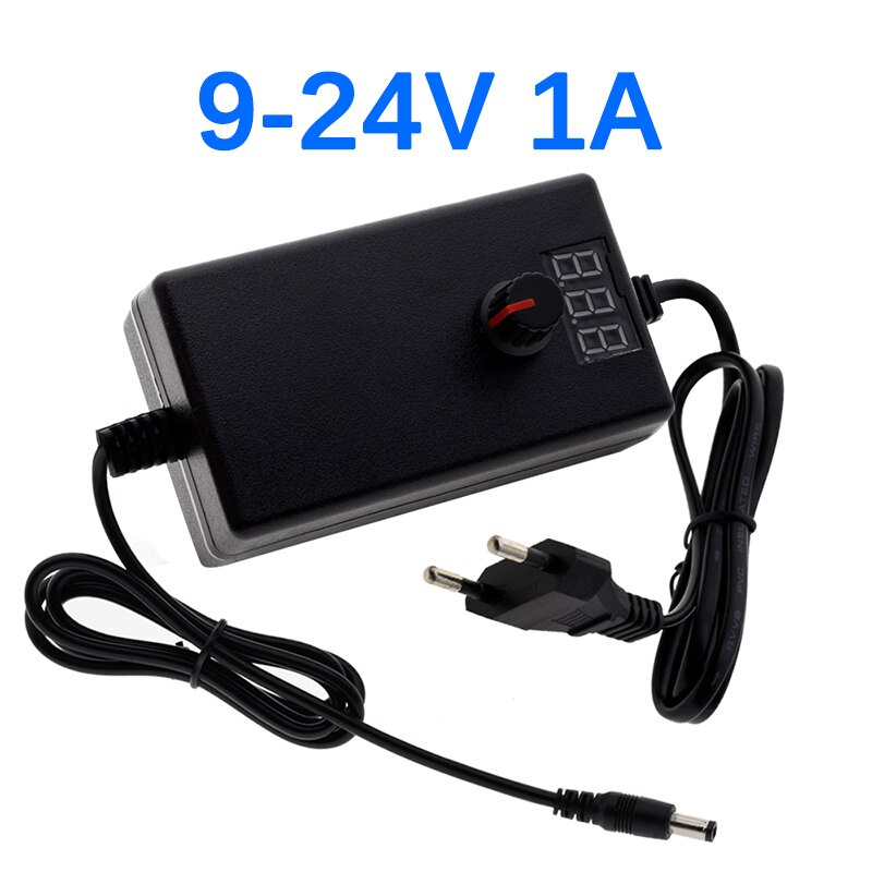 Adjustable AC to DC 3-12V 9-24V Voltage Regulated Adapter with display Screen Universal Power Supply Adapter EU/US Plug: 9-24V 1A / EU Plug