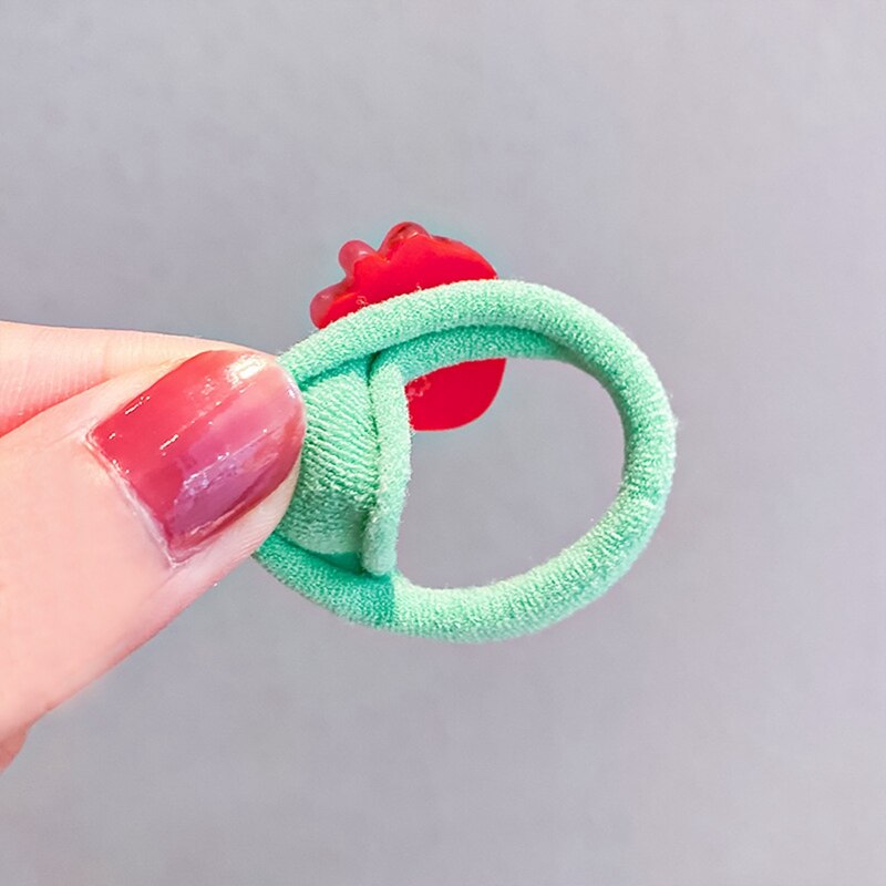 10pcs/bag Cute Cartoon Fruit Flower Elastic Hair Rubber Bands For Children Kids Girls Scrunchie Tie Hair Ring Rope Accessories