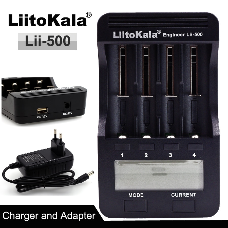LiitoKala Lii-500 Multifunctionele Lader 18650,18650 Lader 26650 Lader, Capaciteit test, USB 5 V uitgang, Grote lcd-scherm.