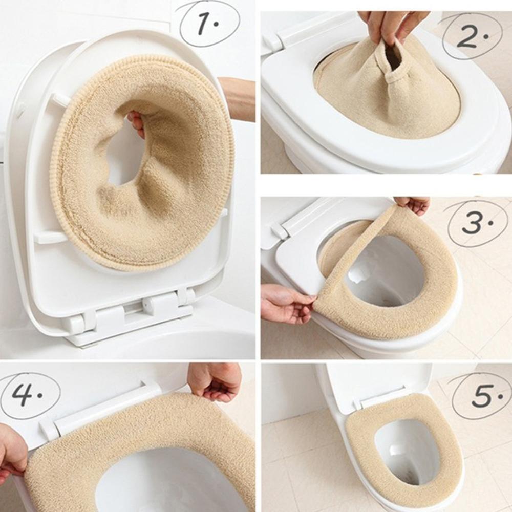 Bathroom Warm Cartoon Soft Closestool Washable Toilet Seat Lid Top Pad Mat Bathroom Accessories Set Seat Covered Mat