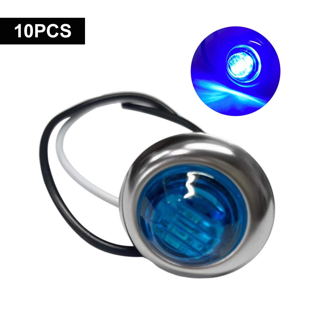 10 sztuk oświetlenie marynistyczne doprowadziło łódź lampka grzecznościowa 12V 3doprowadziło wodoodporna 3/4 "okrągłe oświetlenie wnętrza łodzi nawigacji ciężarówka boczne światła sygnalizacyjne: Niebieski