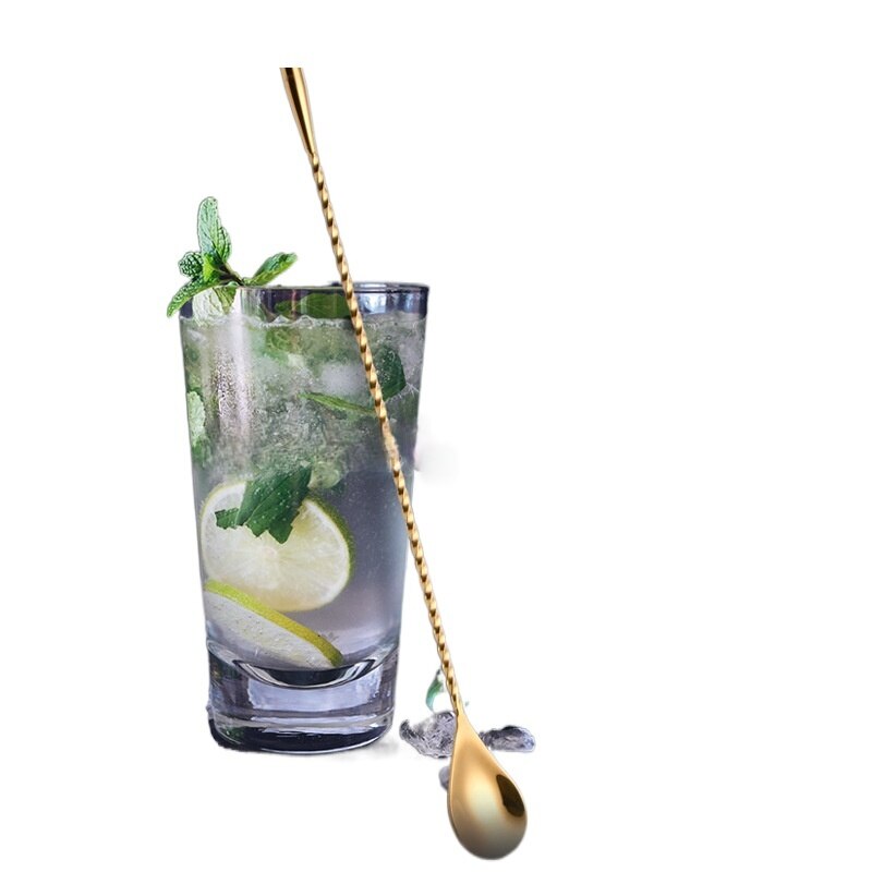 304 Stainless Steel Cocktail Bar Spiral Pattern Drink Shaker Muddler Stirrer Twisted Mixing Spoon Kitchen tableware Bar Tools