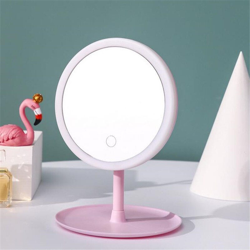 USB Charging Detachable Makeup Mirror With LED Light Touch Screen Vanity Mirror Storage Cosmetics Mirror 30#10