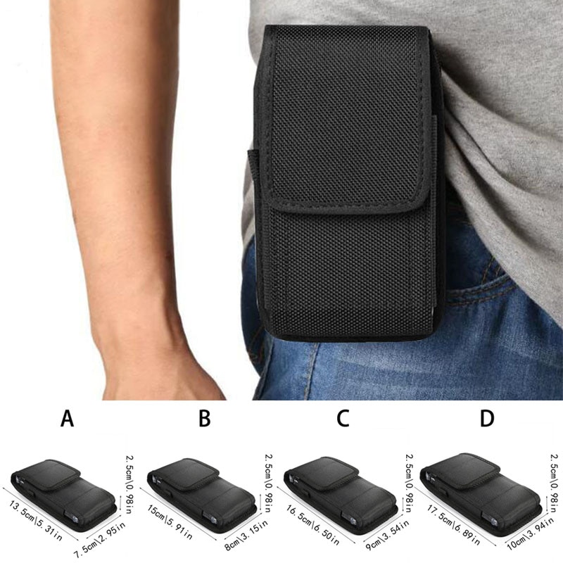 Mænds sort taljebælte fanny pack hylsterpose mobil mobiltelefon holder talje taske