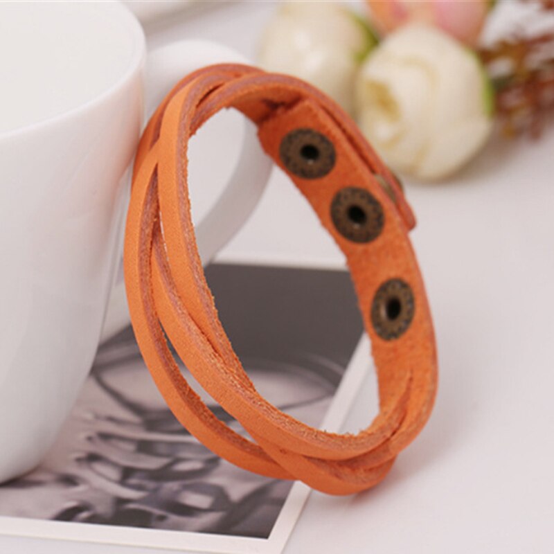 Vintage Snap Bracelet Men/Women Adjustable Leather Wrap Bracelets & Bangles Pulseira Masculina Jewelry