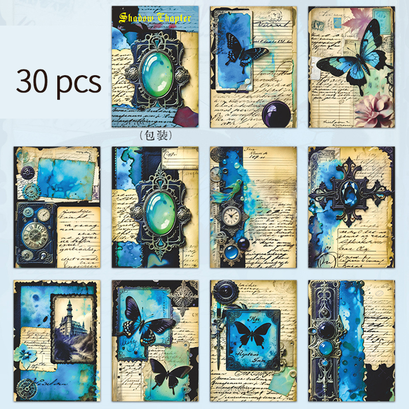 Álbum de diario hecho a mano, material de álbum de recortes Vintage, papel de fondo decorativo, 30 hojas por paquete: Verde claro