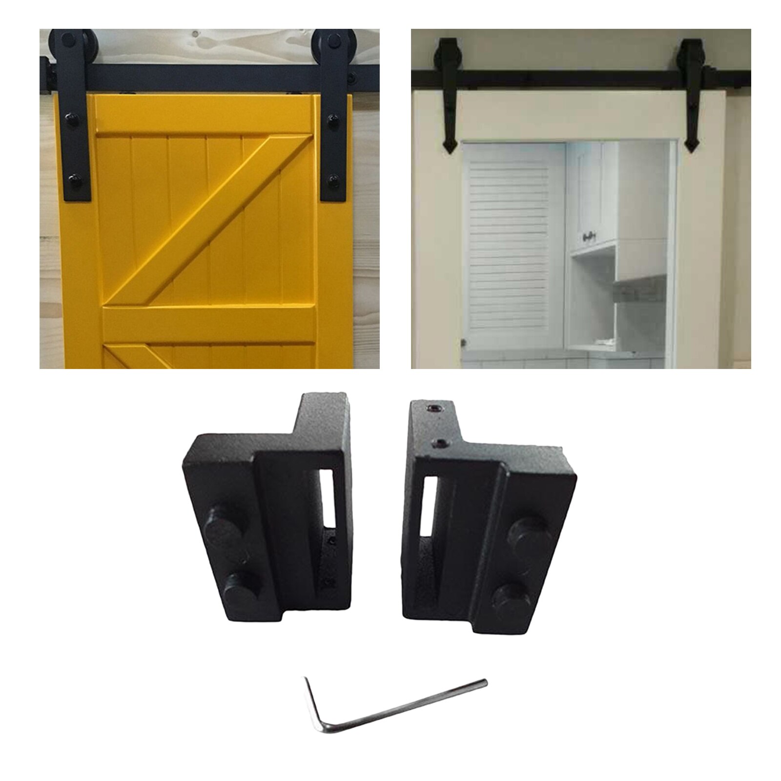 2Pcs Black Zinklegering Schuifdeuren Schuur Deur Stopper Home Gebruik Voor Schuifdeuren Schuur, Roestvrij En Duurzaam