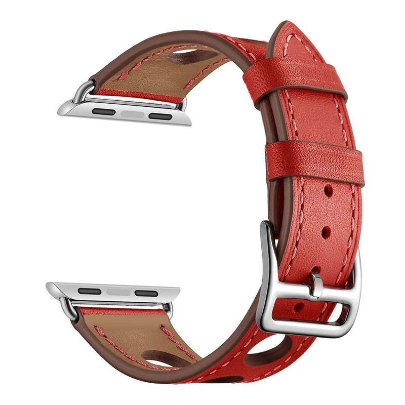 Pulsera de cuero con agujero hueco a la para Apple Watch, correa de 38 40 41mm 42 44 45mm, correa de reloj iWatch Series 3 4 5 6 7 SE