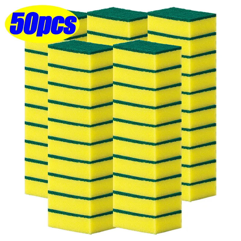 5/50PCS Magie Reinigung Schwämme Wiederverwendbare Pan Topf Geschirr Scheuer Pads Haushalt Küche Schwamm Tücher Pinsel Sauber Werkzeuge: Silber