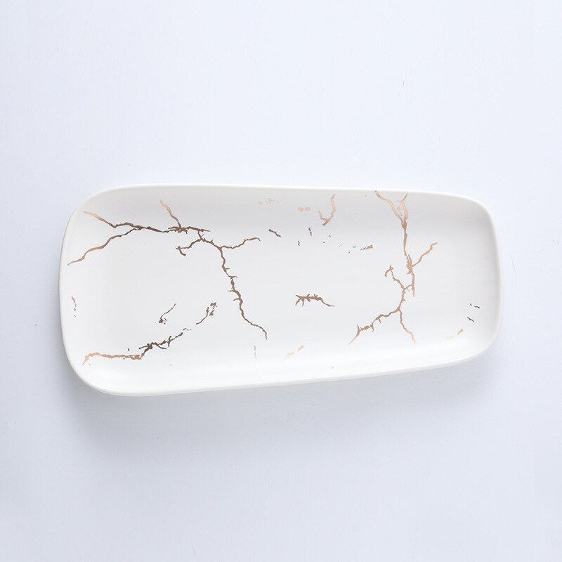 Retângulo longo de mármore placa jantar retangular cerâmica sushi sobremesa ocidental bife grande prato café da manhã