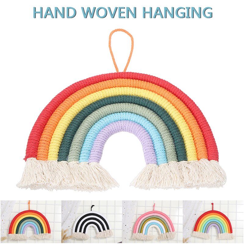 Kleurrijke Regenboog Macrame Tapestry Opknoping Geweven Macrame Tapestry Handgemaakte Woondecoratie Craft Voor Kinderen Room Decor