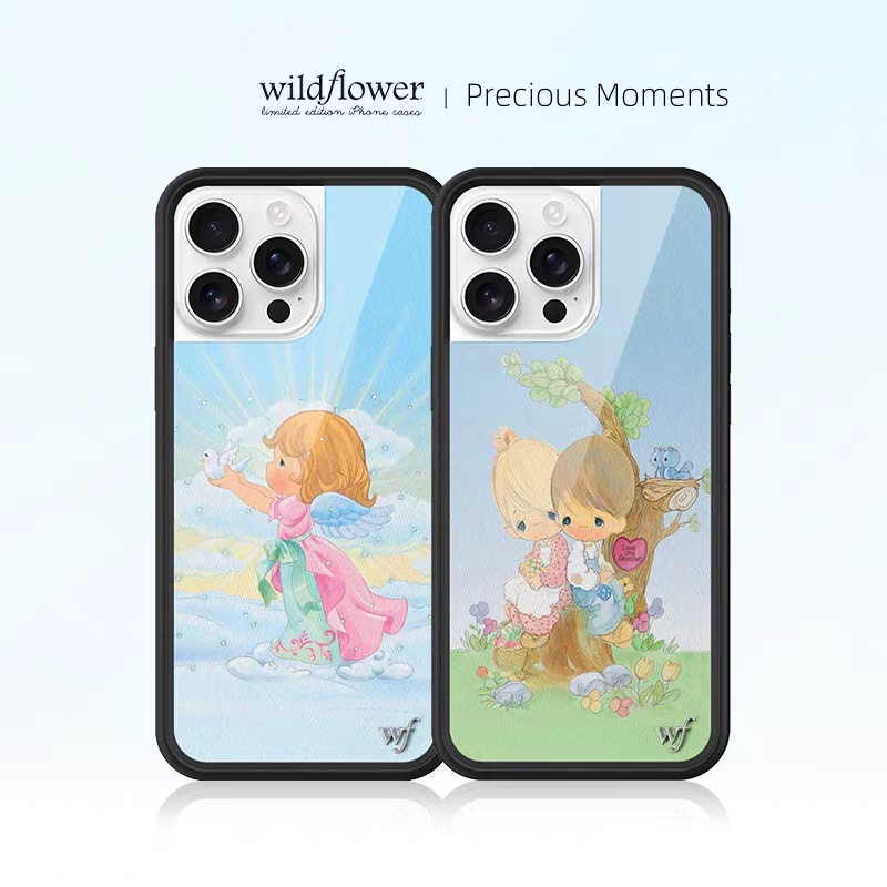 Coque de téléphone à fleurs sauvages, Moments précieux, pour iPhone 12 13 14 15 16 Pro Max Plus 16pro 15pro WF Angel Love Cherub