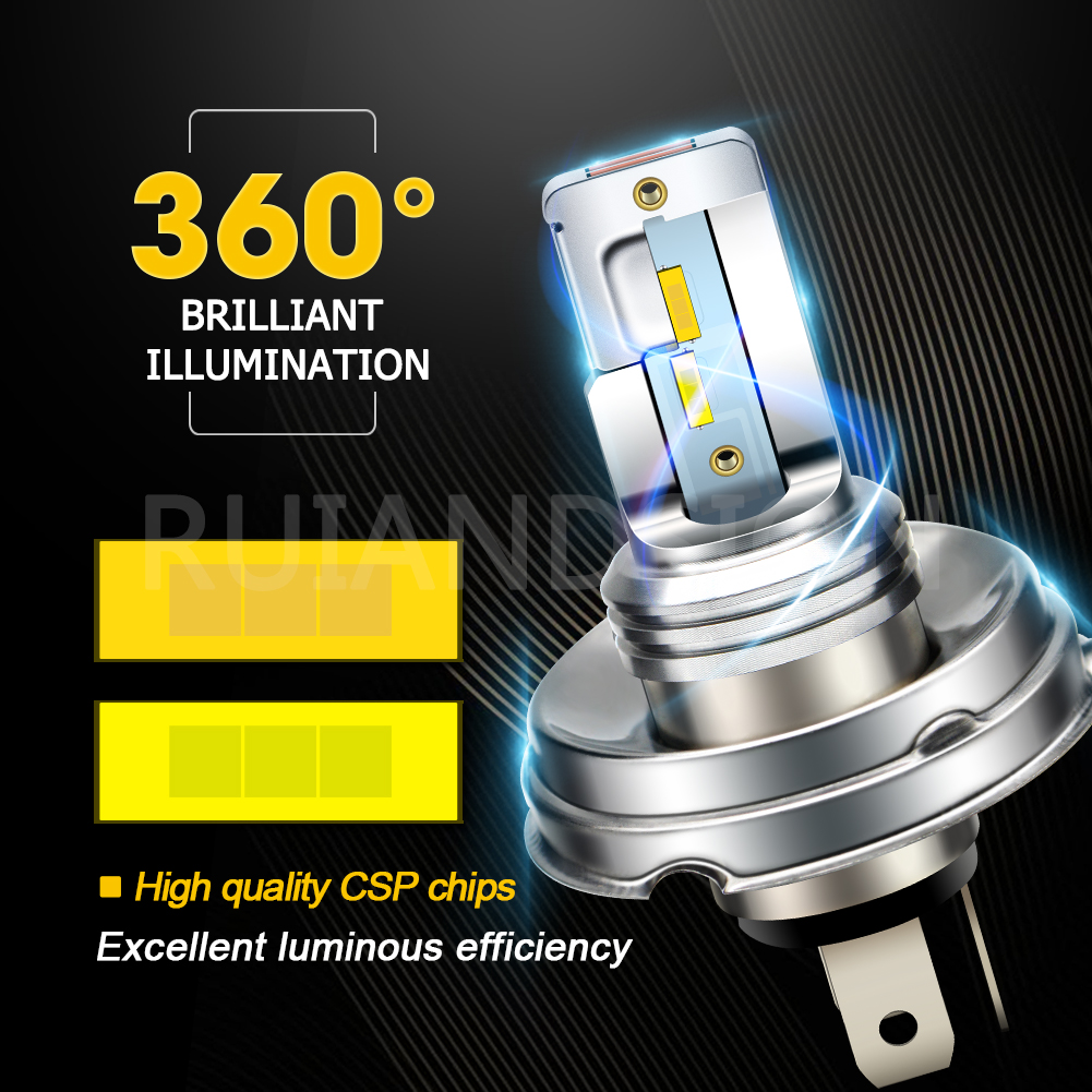 1pc Super White Yellow R2 P45t BA20D H4 12V 24V Motorbike Headlight 1860 4SMD Canbus Car Head LED Bulb Moped Scooter ATV Lamp