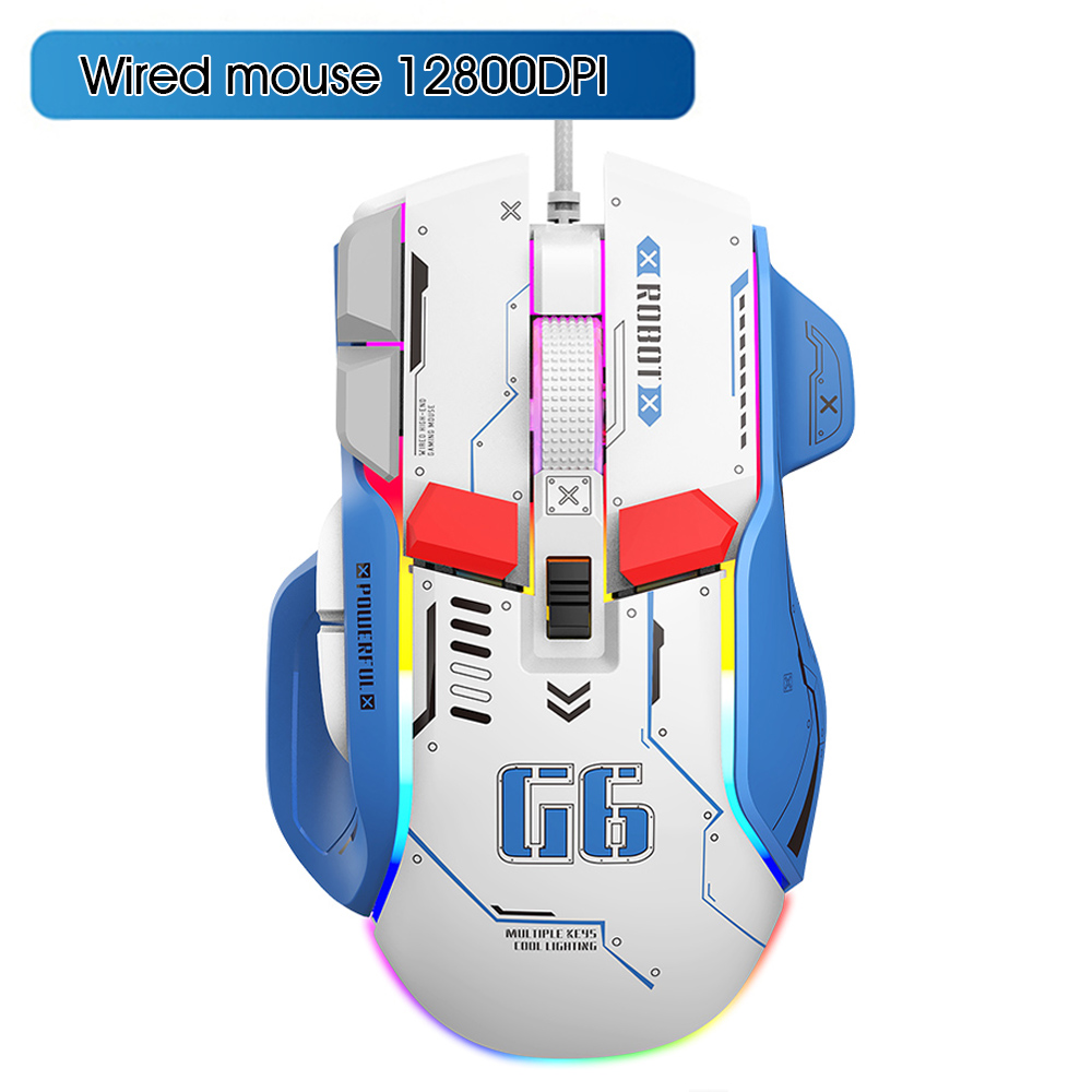 Wireless Gaming Maus Wired Computer Mäuse RGB Gamer Ergonomische 10 Taste 4000-12800DPI LED Spiel Für PC Laptop: WHITE