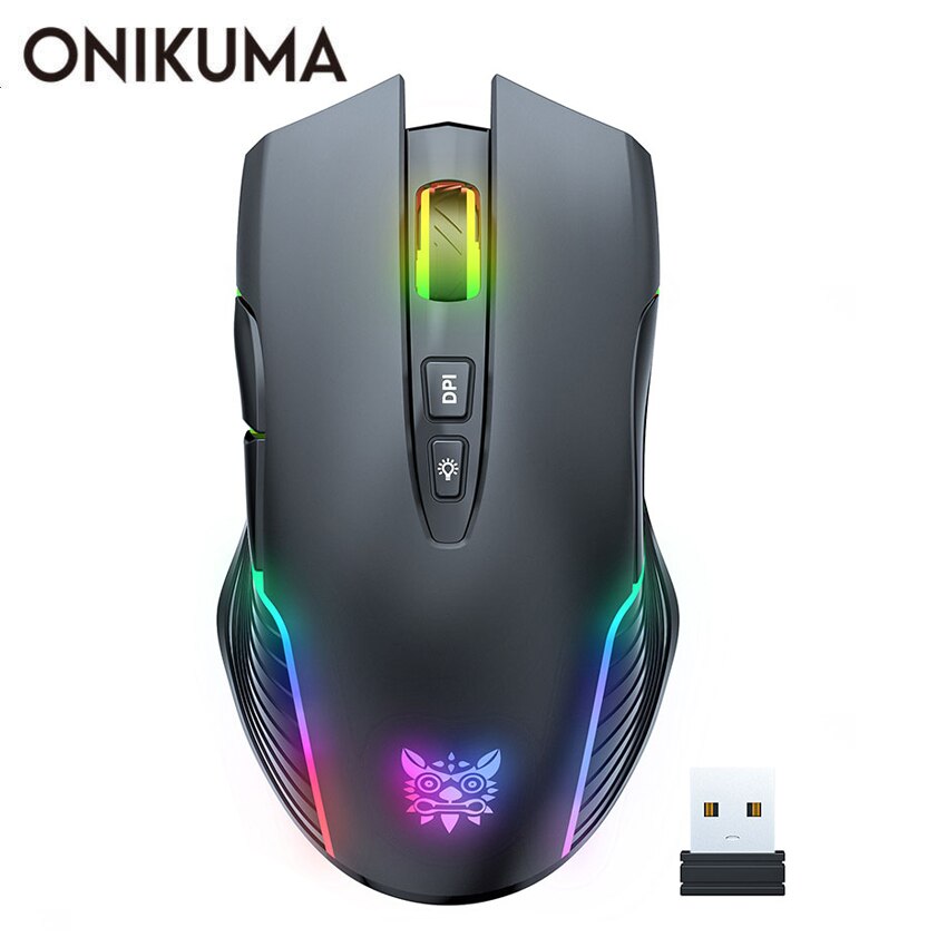 Wireless Gaming Mouse 2.4GHz Pink Rechargeable USB Mice with USB Receiver for Computer Laptop PC Gamer: Wireless Black Mouse