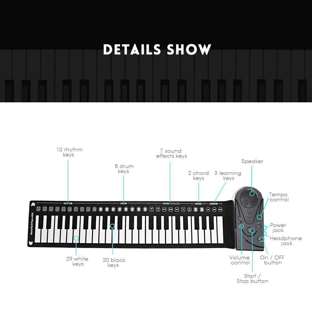 Electronic Keyboard Piano Roll Up Piano 49 Key USB Charging Children with Loud Speaker Silicon Preliminary Edition Music