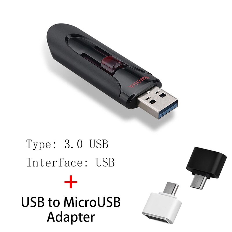 Pendrive Sandisk 128gb 64gb 32gb 256GB memoria USB 32 64 128 16 GB Pendrive 3,0 memoria USB en memoria clave para teléfono: 16 GB / CZ600 A