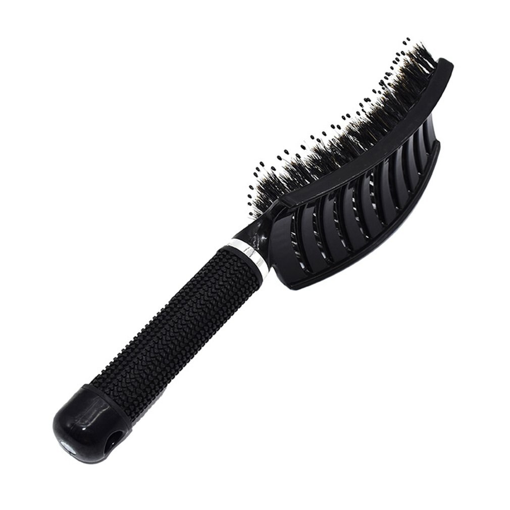 Large Curved Comb Ribs Comb Pig Bristle Anti-static Bending Massage Comb Nine Rows Comb Shape Curly Plastic Smooth Hair Comb