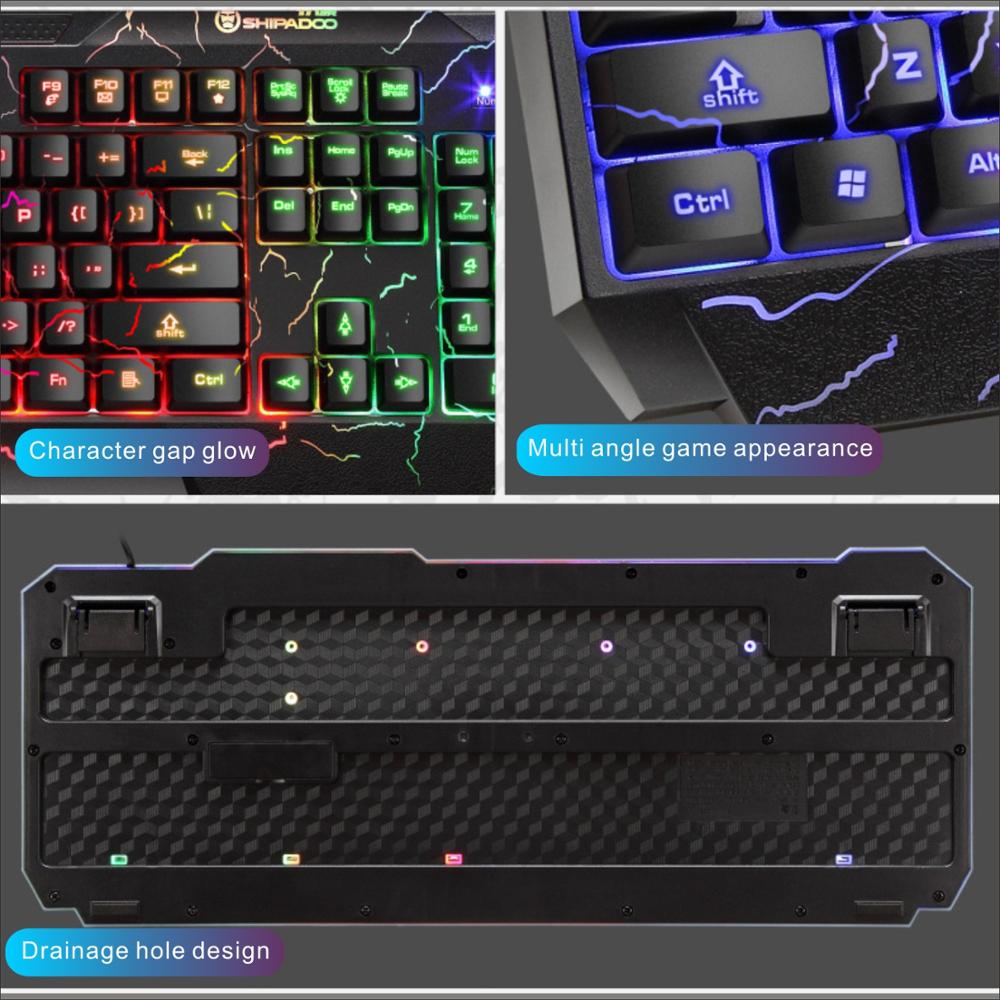 LED Leucht Spielen Tastatur Maus Combos USB verdrahtet Gamer Bausatz Hintergrundbeleuchtung Wasserdichte Multi-Medien Klaviatur und Maus einstellen für PC
