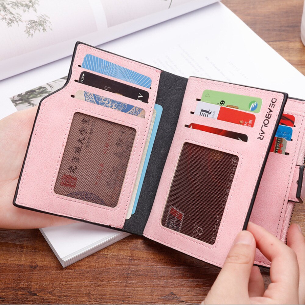 Lady Snap Fastener Zipper Short Clutch Wallet Solid Letter Small Female Purse Short Purse Vintage Matte Women Wallet