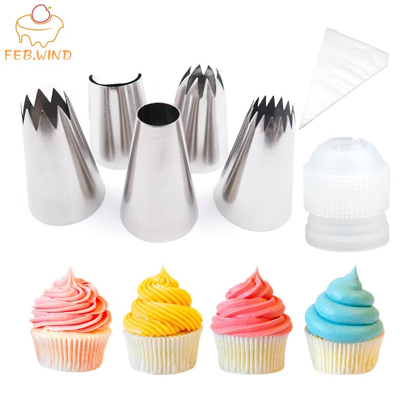 16 Stuks Extra Grote Cupcake Frosting Tip Set Cupcake Piping Nozzles Met Icing Tas Ster Franse Ronde Cake Decorating Tips 0074