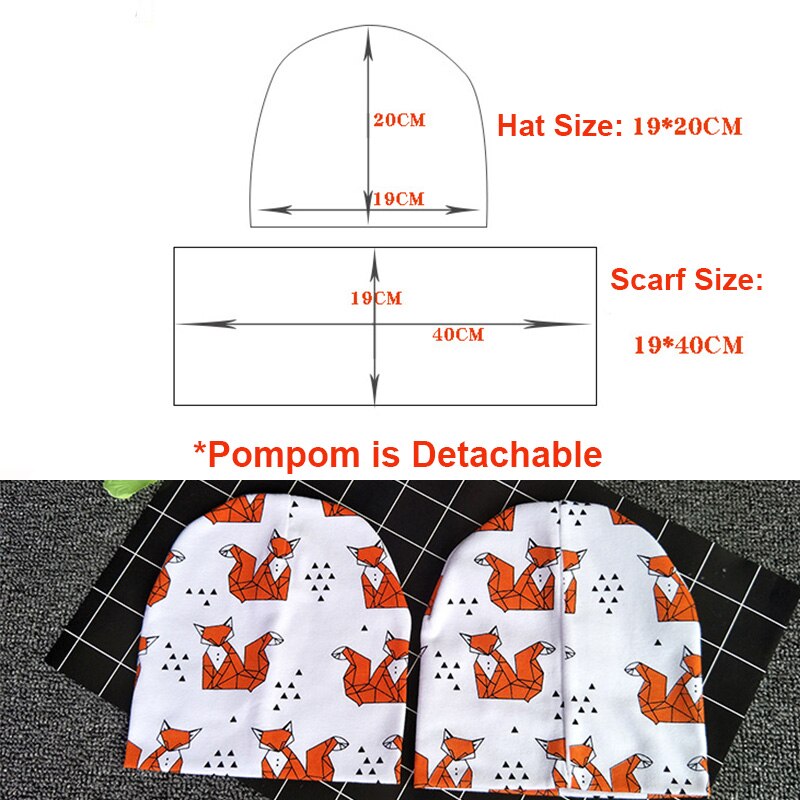 Baby Muts Sjaal Set Print Katoen Kinderen Cap Kraag Kids Jongens Meisjes Mutsen Baby Peuter Hoeden Sjaals Winter Hoeden Voor 1-3T