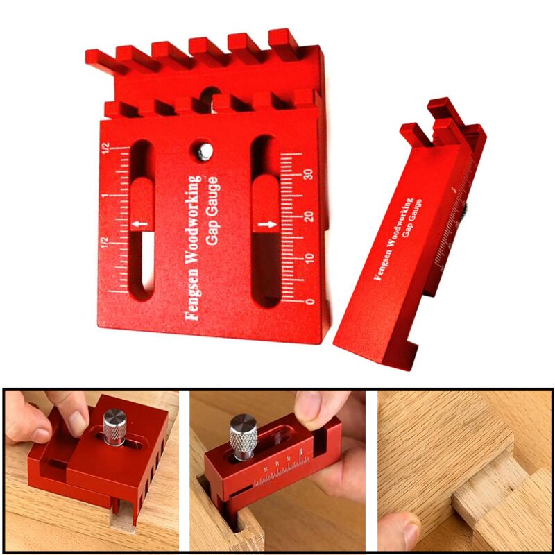 Aluminum Alloy Depth Measuring Ruler w/ Scale Woodworking Line Ruler Sawtooth Ruler Marking Gap Gauge Measuring Tools