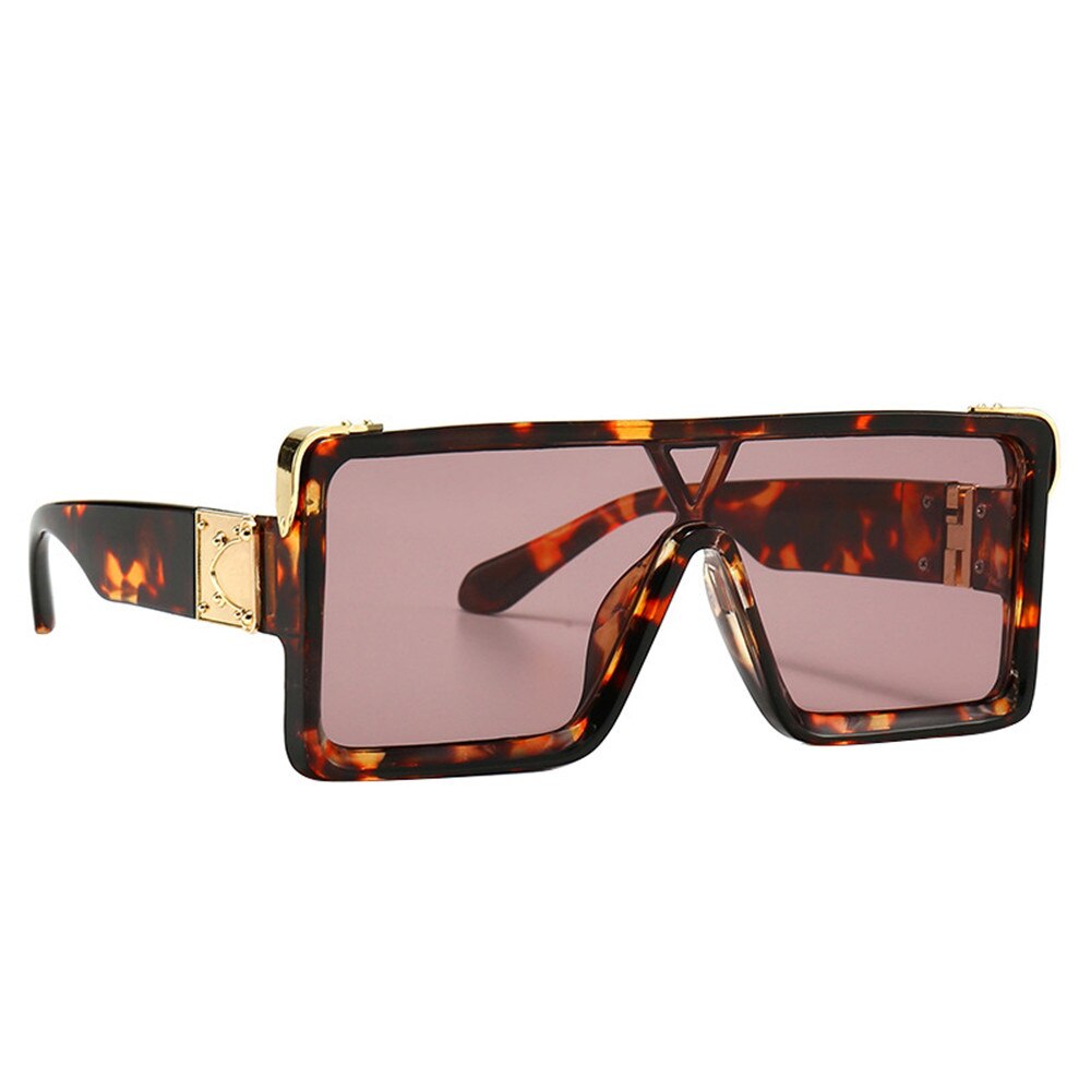 estilo Vintage negro blanco cuadrado gafas de sol de gran tamaño hombres una pieza Hip Hop gafas de sol: 2
