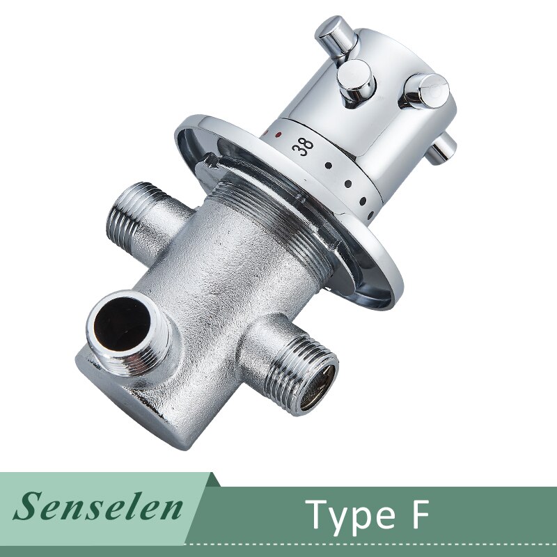 Thermostatic Mixing Valve Brass Standard 1/2 Temperature Control Shower Faucet Valve Thermostat for Bathroom Kitchen Faucet