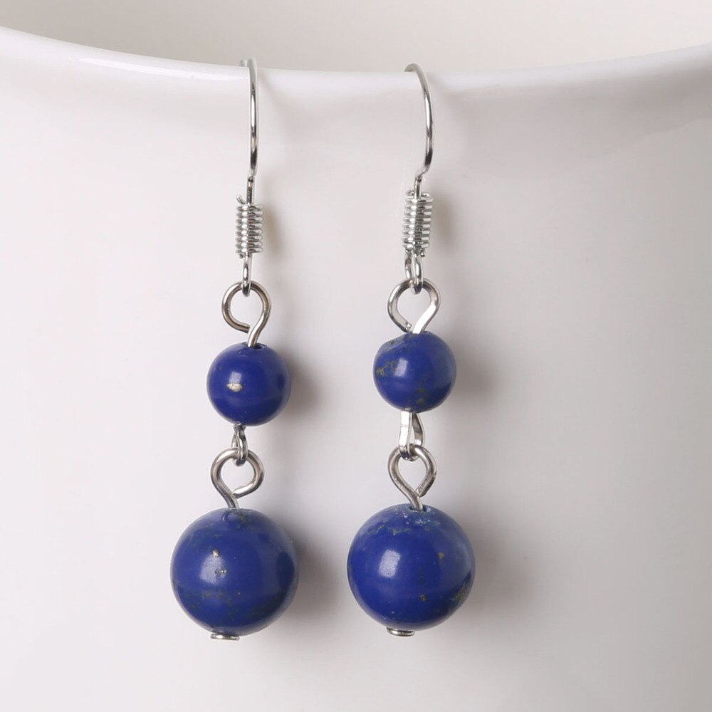 Earrings for girl Natural Stone Beads Dangle Long Lady Earrings for Jewelry Making Women DIY Charms Ear crafts: Lapis Lazuli