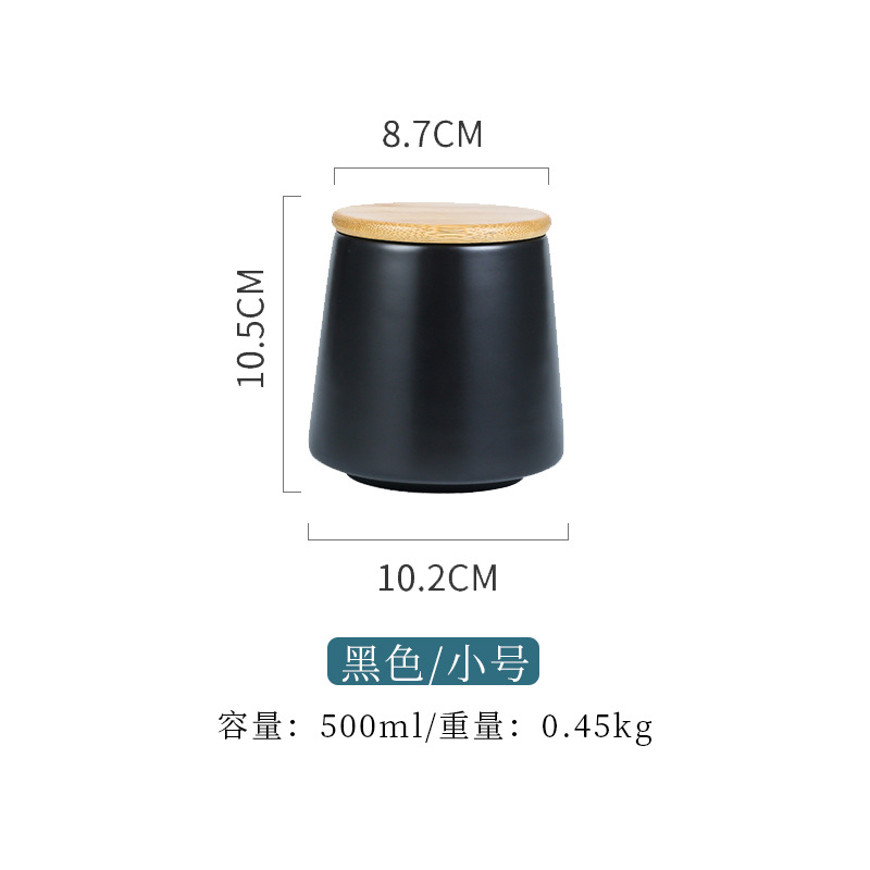 Recipiente de cozinha recipiente de armazenamento de alimentos tanque de armazenamento de alimentos preto e branco conjunto de garrafas de chá cerâmica frasco hermético: Preto