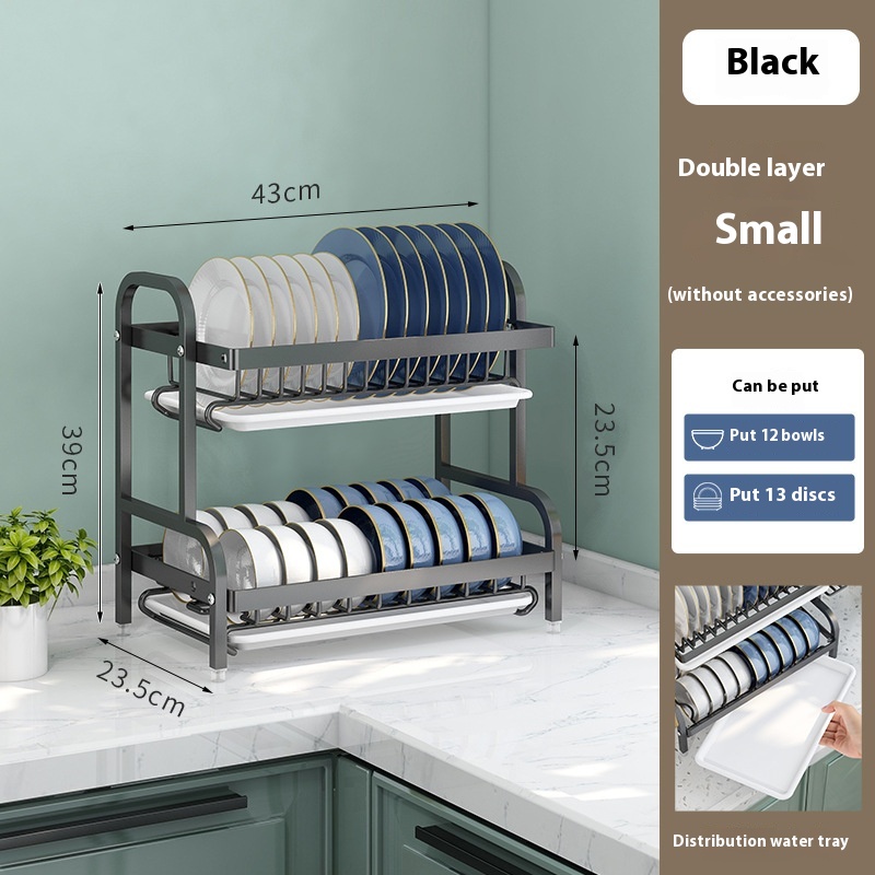 Égouttoir à vaisselle Compact à 3 niveaux, ensemble de égouttoir à vaisselle, grand support égouttoir à vaisselle antirouille, supports de cuisine: Gris clair
