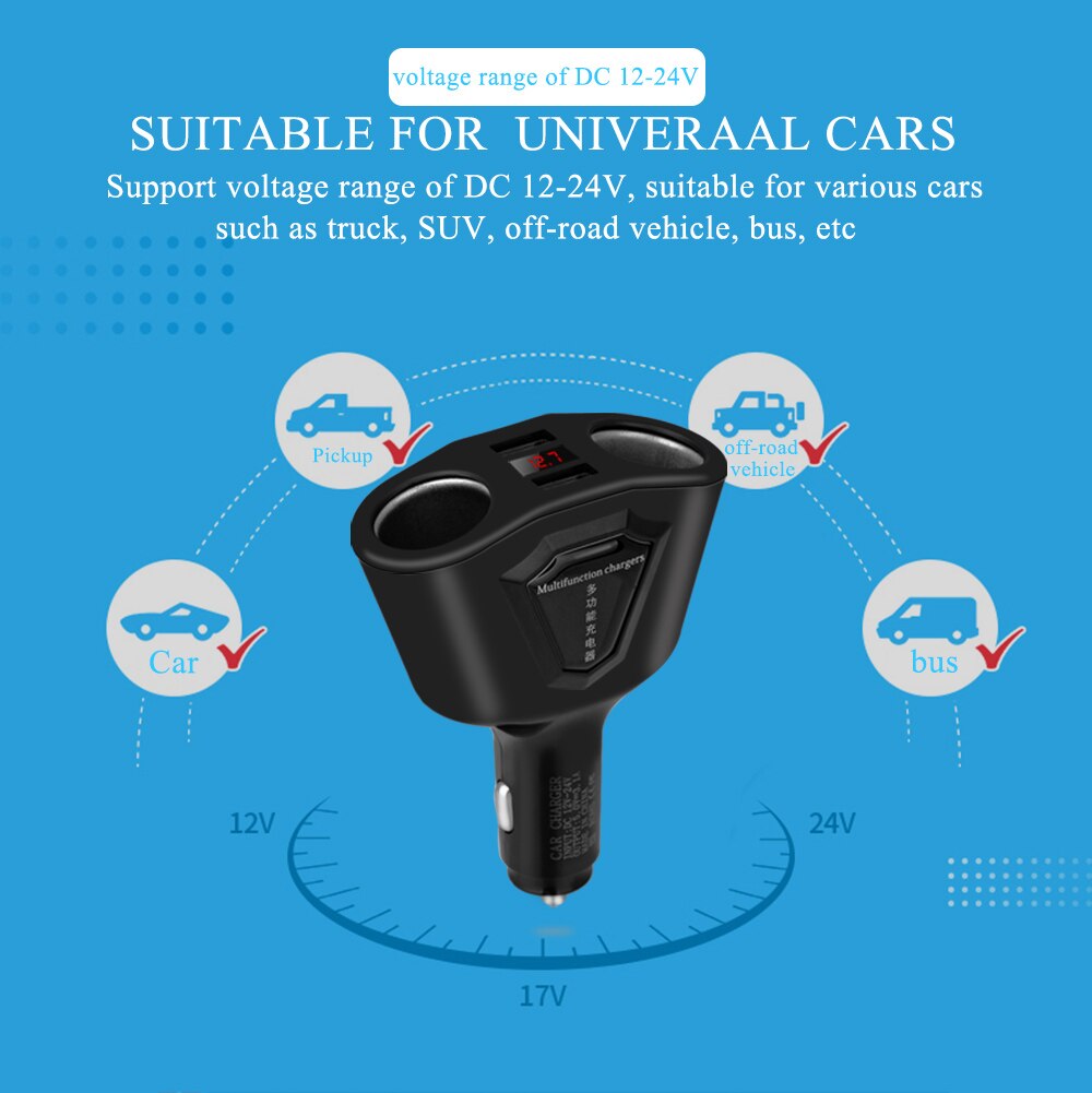 Caricabatteria Da Auto universale Display Corrente Voltmeter per il iPhone iPad Samsung GPS Dashcam 3.1A Dual USB Auto Adattatore Del Caricatore Del Telefono