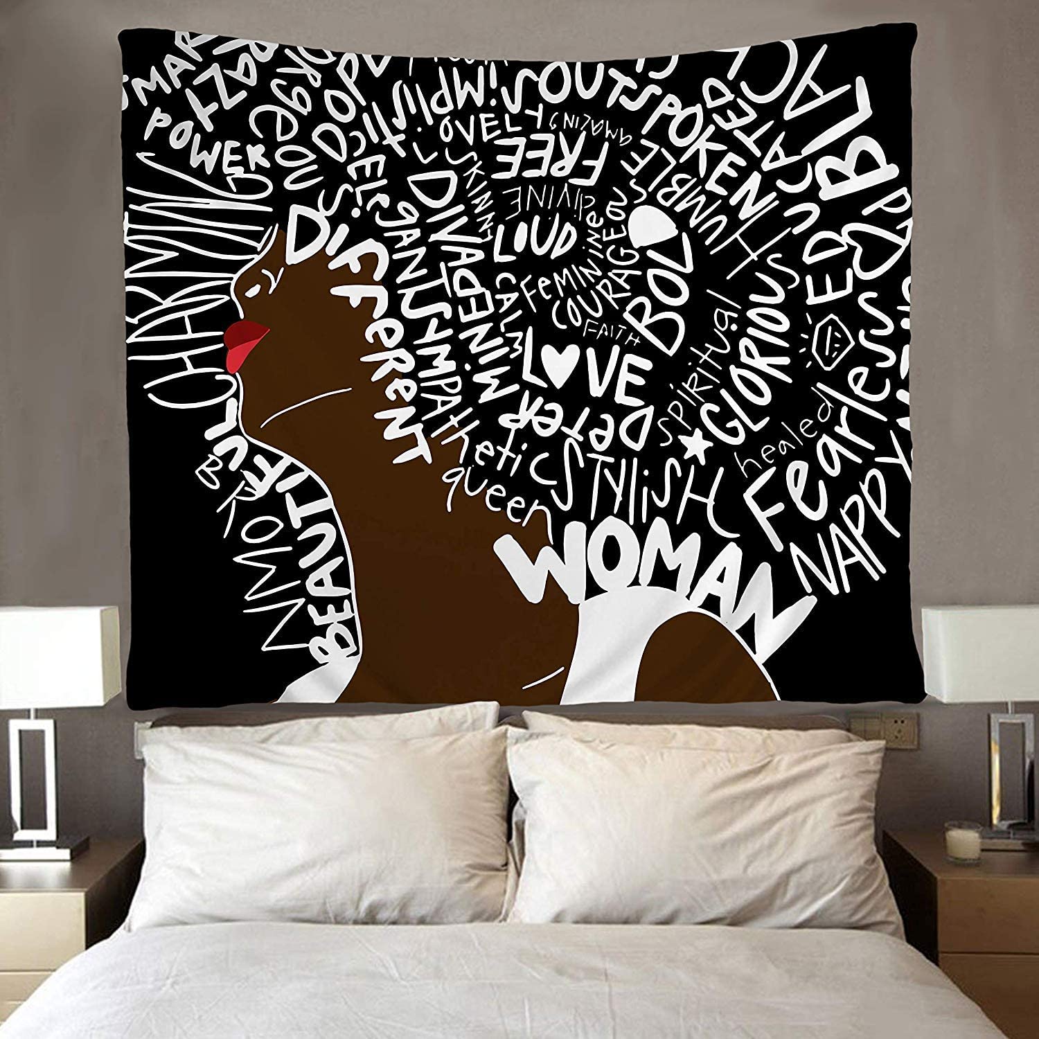 African American Women Tapestry African Art Afro Women Inspirational Quote Hair Wall Art