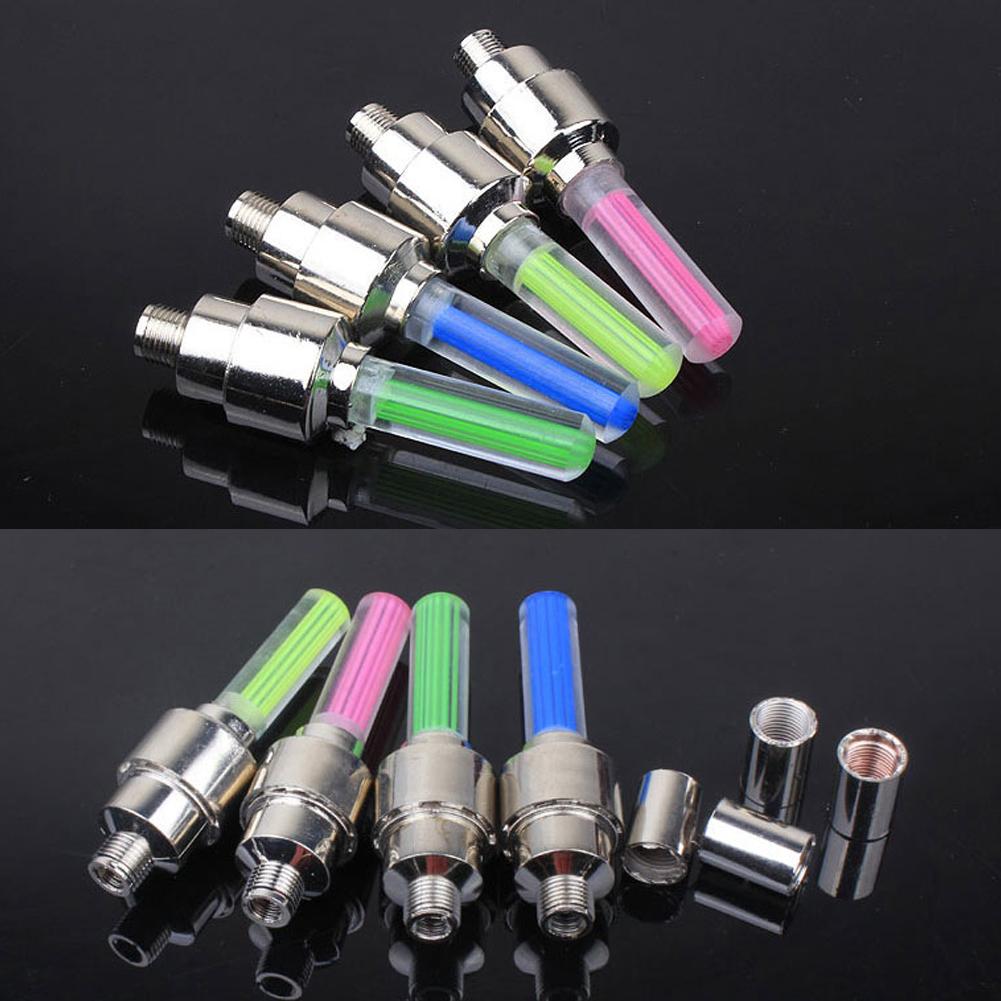 2 pièces néon vélo rayons lumières vélo lumière LED pneu Valve bouchon lampe de poche roue rayon léger voiture moto accessoires
